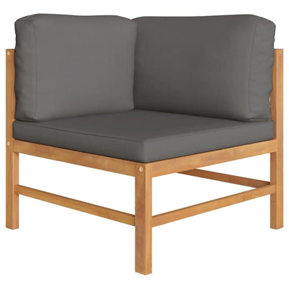 Corner Sofa Dark Gray Solid Teak Wood Medium Modular