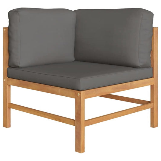 Corner Sofa Dark Gray Solid Teak Wood Medium Modular