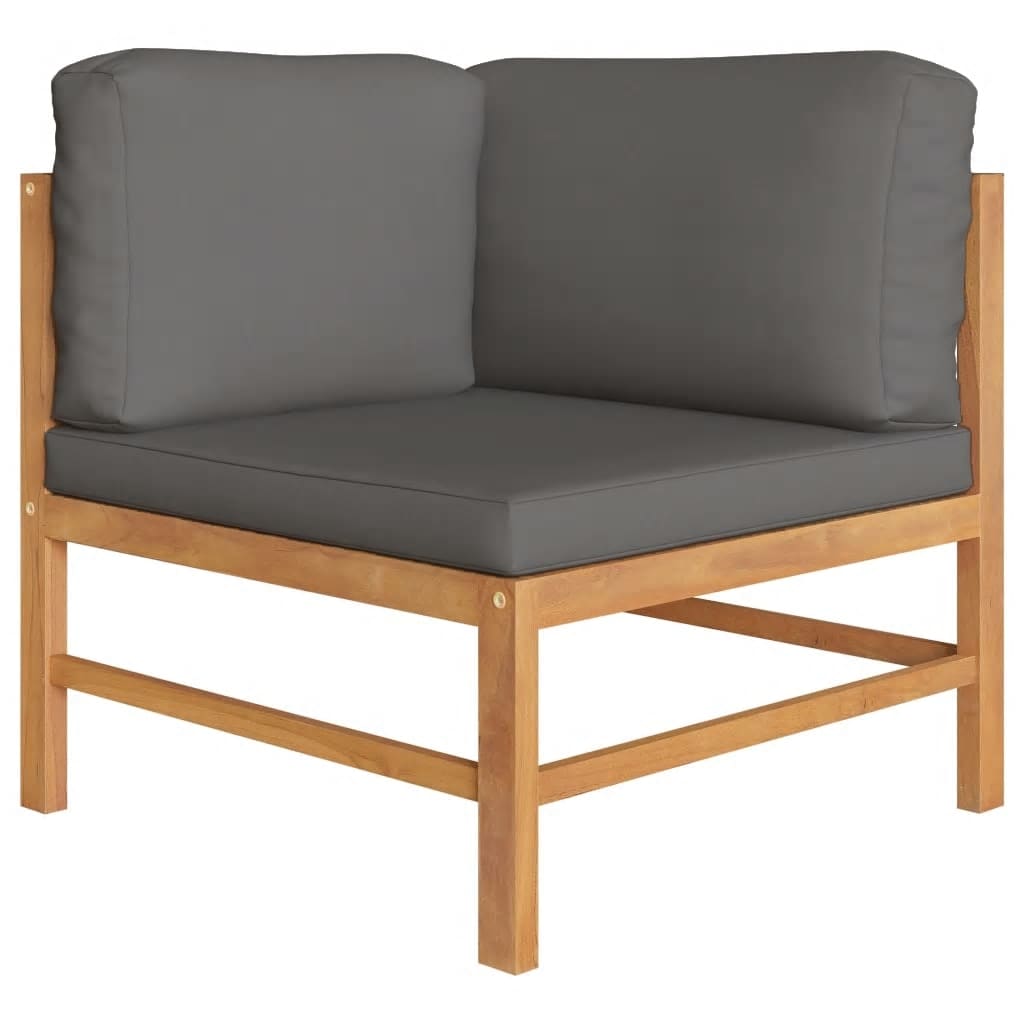 Corner Sofa Dark Gray Solid Teak Wood Medium Modular