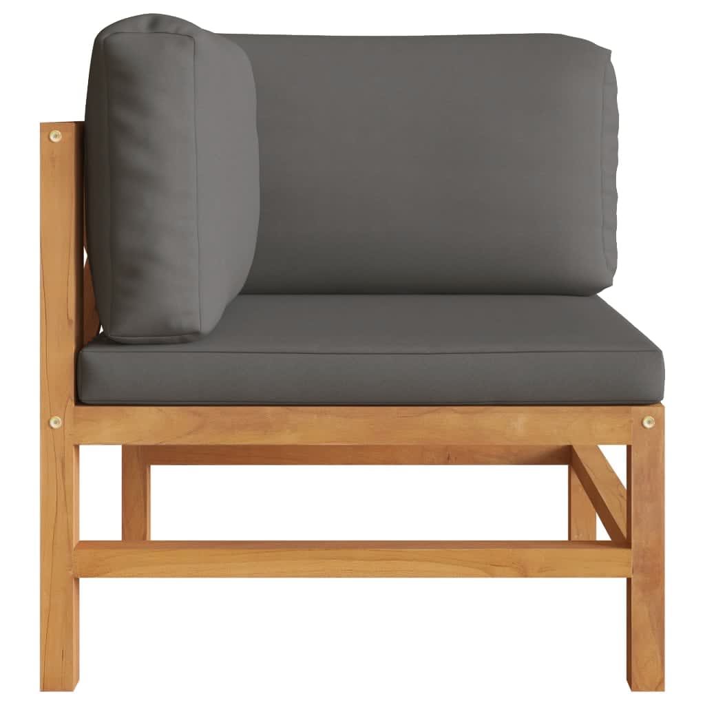 Corner Sofa Dark Gray Solid Teak Wood Medium Modular