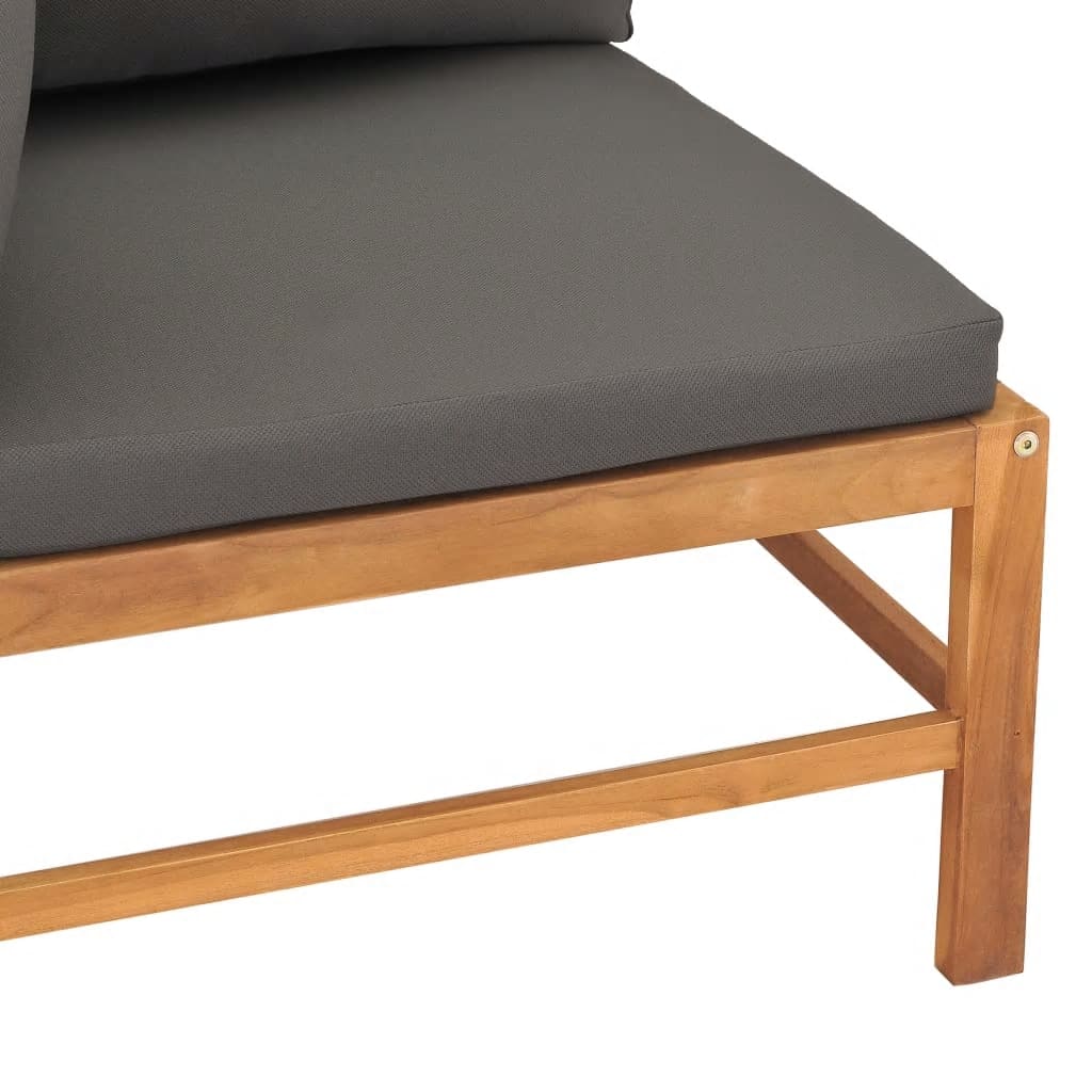 Corner Sofa Dark Gray Solid Teak Wood Medium Modular