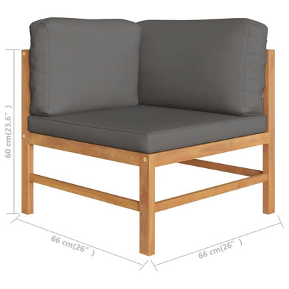 Corner Sofa Dark Gray Solid Teak Wood Medium Modular