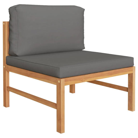 Garden Lounge Set Dark grey, natural wood Teak wood, polyester