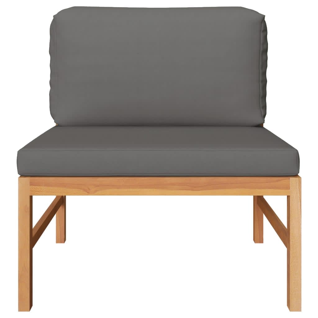Garden Lounge Set Dark grey, natural wood Teak wood, polyester