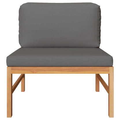 Garden Lounge Set Dark grey, natural wood Teak wood, polyester