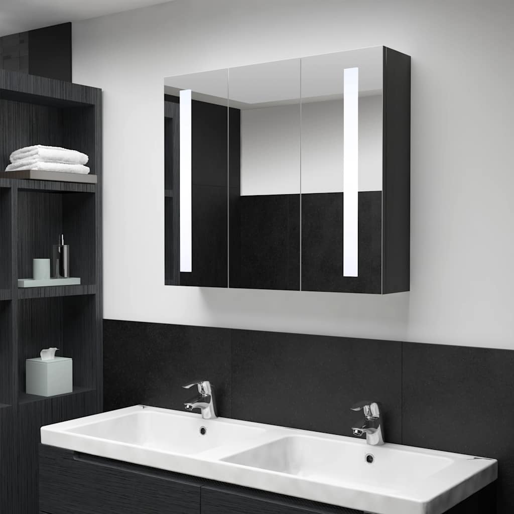 Bathroom Cabinet Anthracite MDF with melamine finish, glass Medium