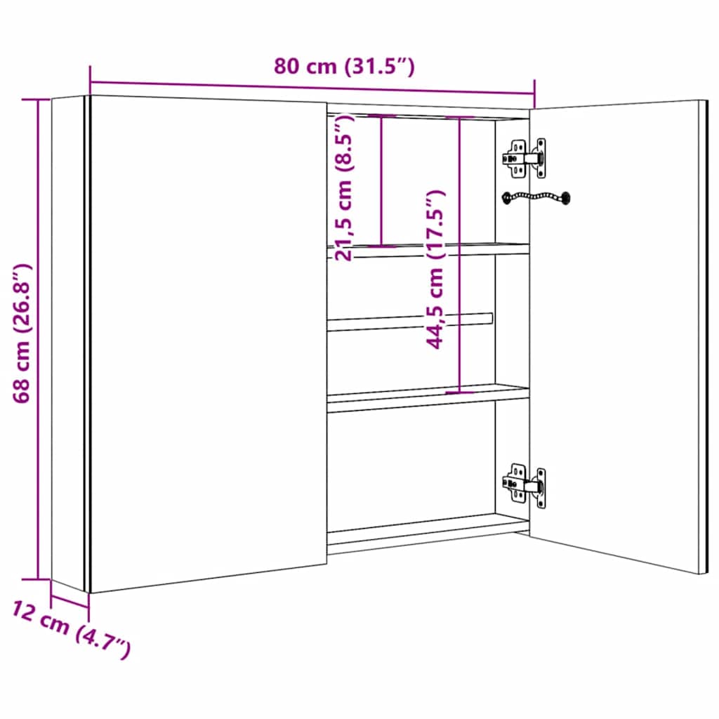 Bathroom Cabinet Anthracite MDF, Glass Medium Bathroom Cabinet