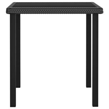 Dining Set Black, Cream Poly rattan, powder-coated steel, glass