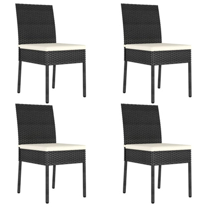 Dining Set Black, Cream Poly rattan, powder-coated steel, glass