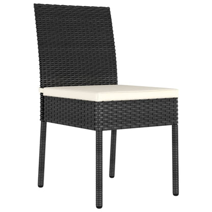 Dining Set Black, Cream Poly rattan, powder-coated steel, glass