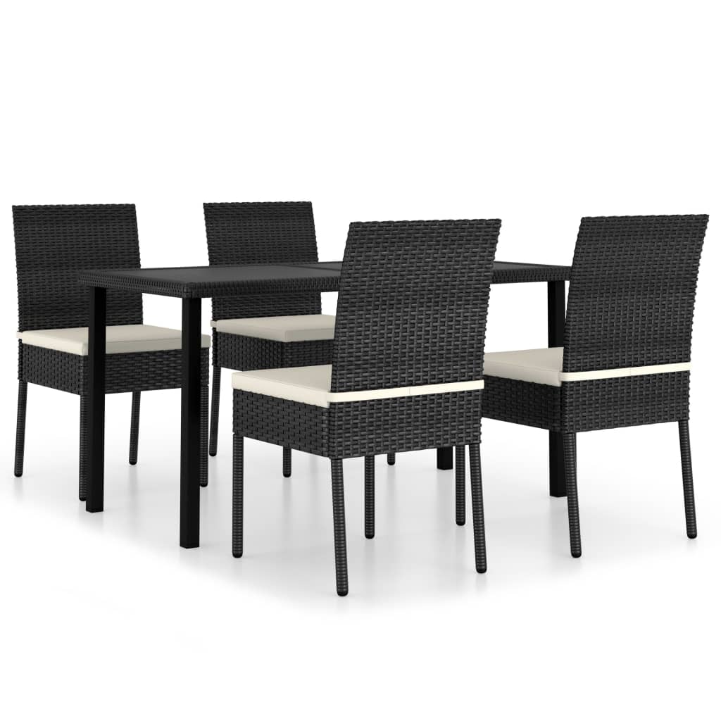 Dining Set Black Poly rattan Durable Dining Set Rectangular