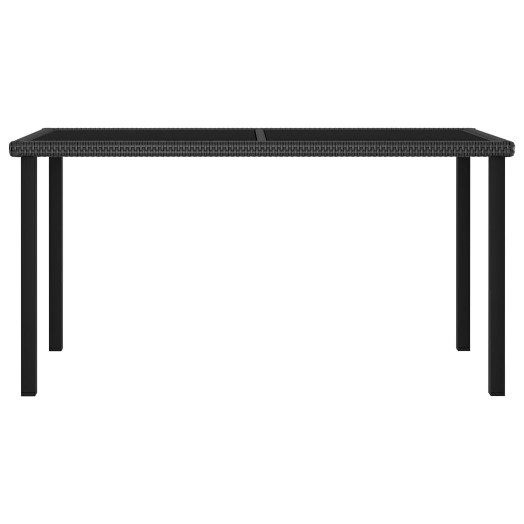 Dining Set Black Poly rattan, powder-coated steel, glass