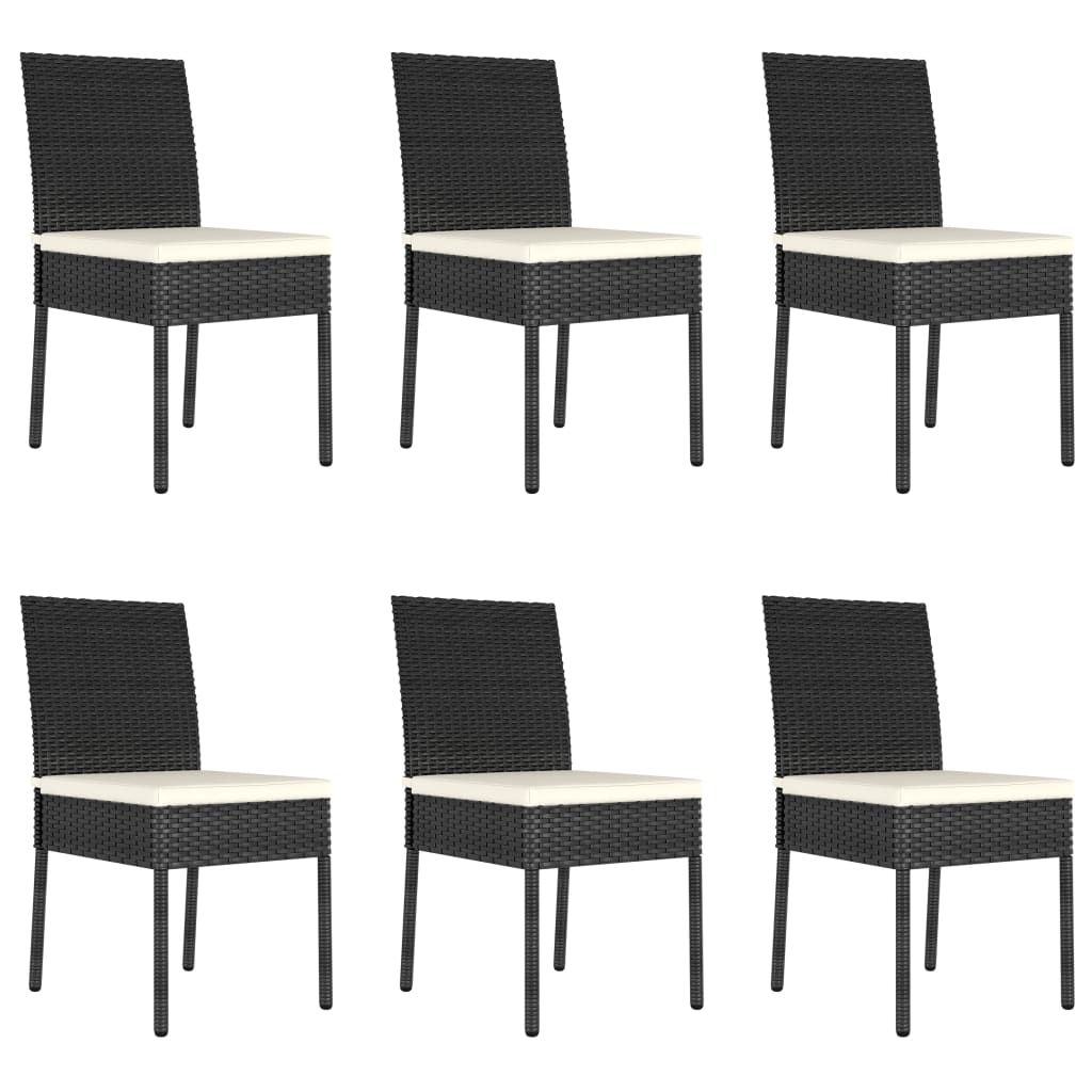 Dining Set Black Poly rattan, powder-coated steel, glass