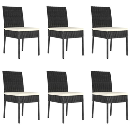 Dining Set Black Poly rattan, powder-coated steel, glass