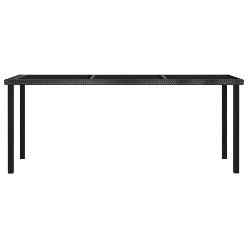 Dining Set Black Poly rattan, powder-coated steel, glass Medium