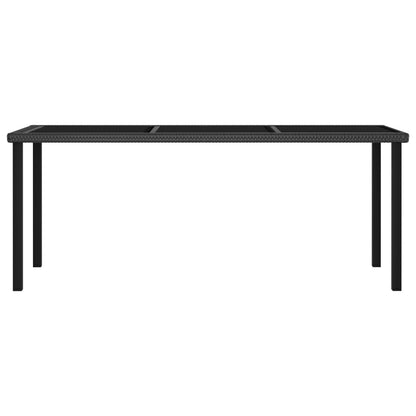 Dining Set Black Poly rattan, powder-coated steel, glass Medium