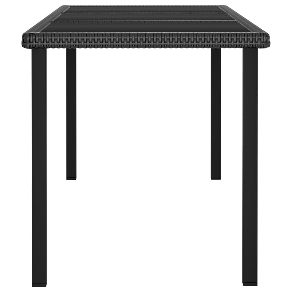 Dining Set Black Poly rattan, powder-coated steel, glass Medium