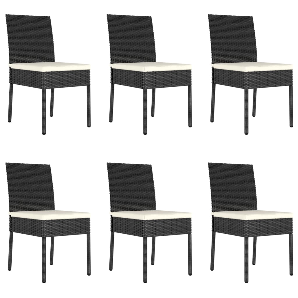 Dining Set Black Poly rattan, powder-coated steel, glass Medium