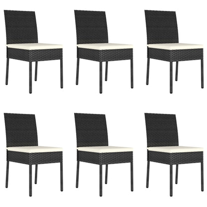 Dining Set Black Poly rattan, powder-coated steel, glass Medium