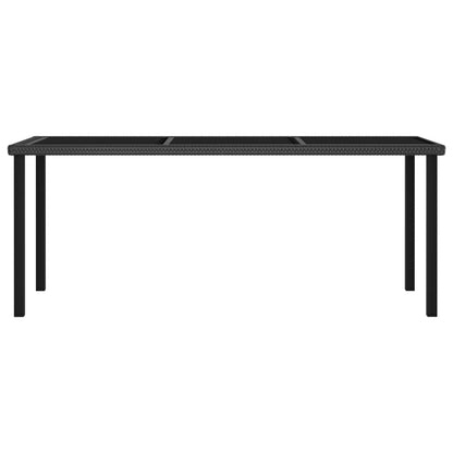 Dining Set Black Poly rattan, powder-coated steel, glass