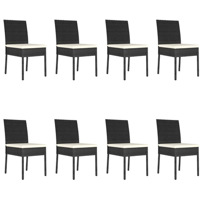 Dining Set Black Poly rattan, powder-coated steel, glass