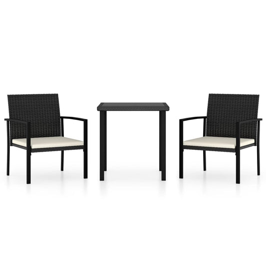 Dining Set Black Table and Chairs, Cream Cushions
