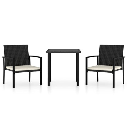 Dining Set Black Table and Chairs, Cream Cushions