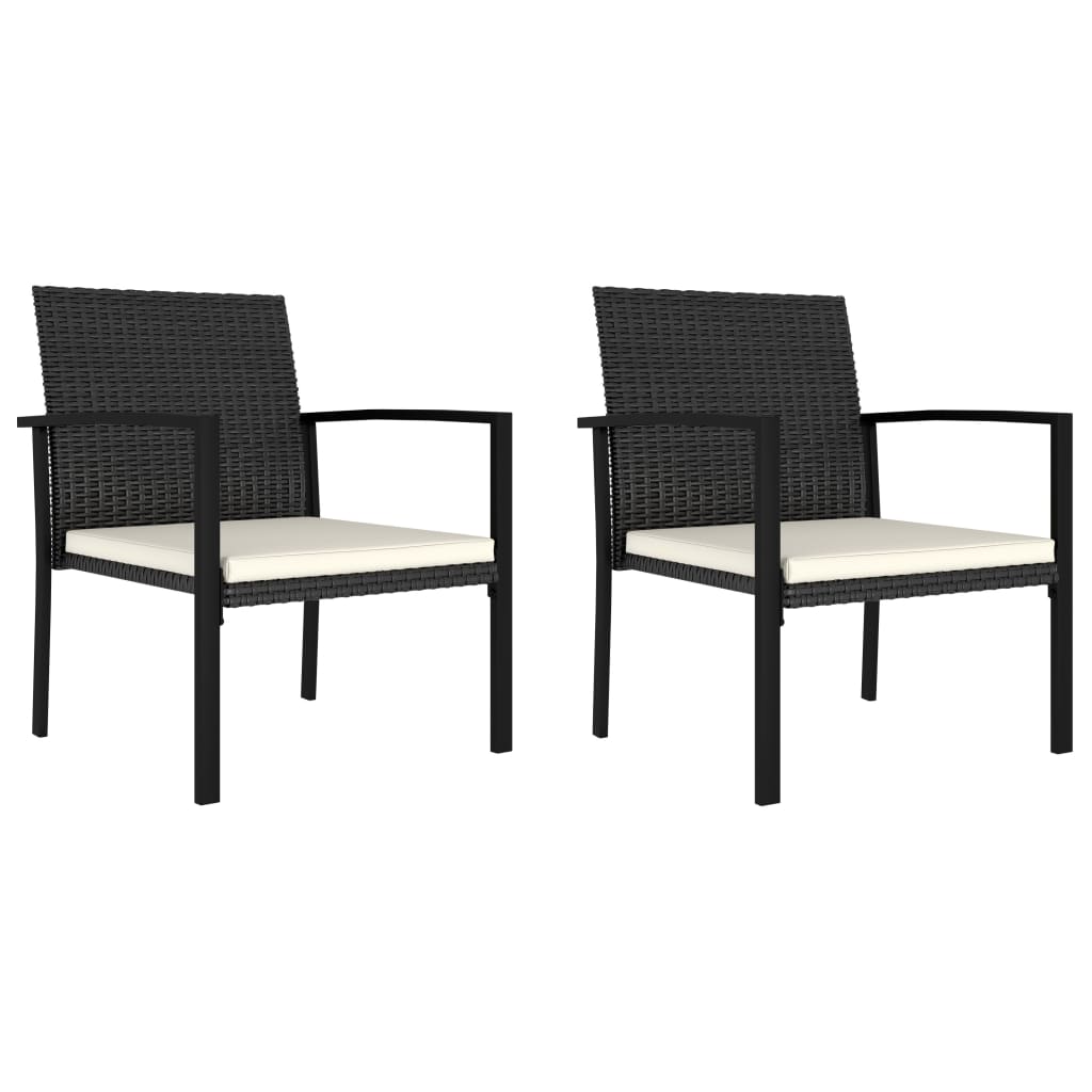 Dining Set Black Table and Chairs, Cream Cushions