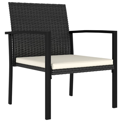 Dining Set Black Table and Chairs, Cream Cushions
