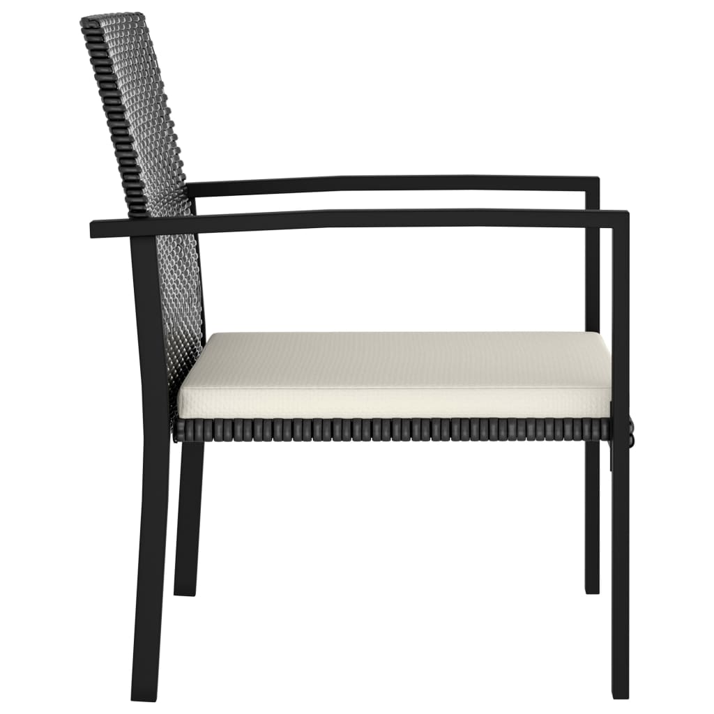 Dining Set Black Table and Chairs, Cream Cushions