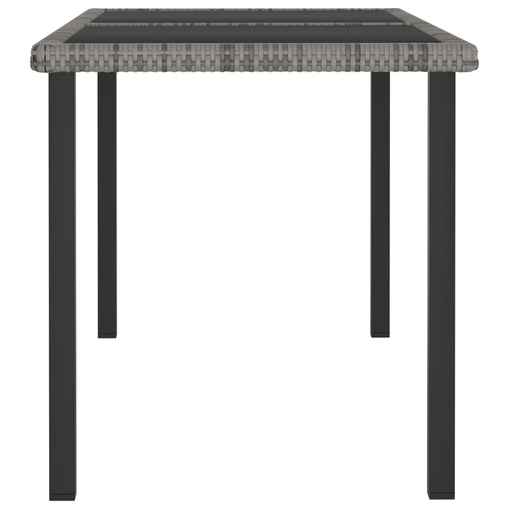 Dining Set Grey and Black Poly rattan, powder-coated steel Medium