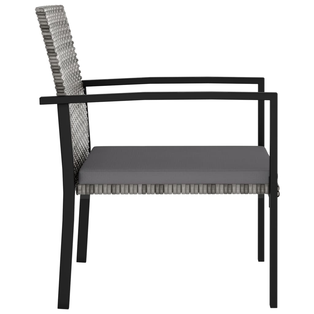 Dining Set Grey and Black Poly rattan, powder-coated steel Medium