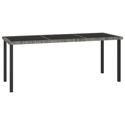 Dining Set Grey and Black Poly rattan, powder-coated steel, glass