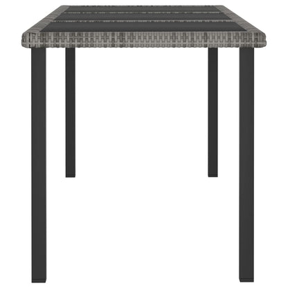 Dining Set Grey and Black Poly rattan, powder-coated steel, glass
