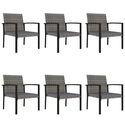 Dining Set Grey and Black Poly rattan, powder-coated steel, glass