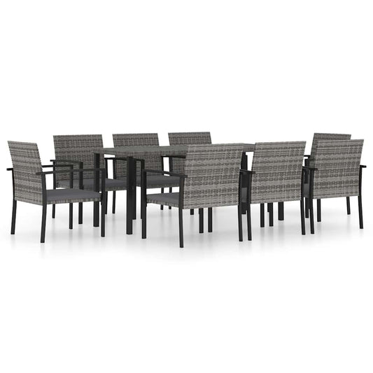Dining Set Grey Poly rattan Large Durable Dining Set