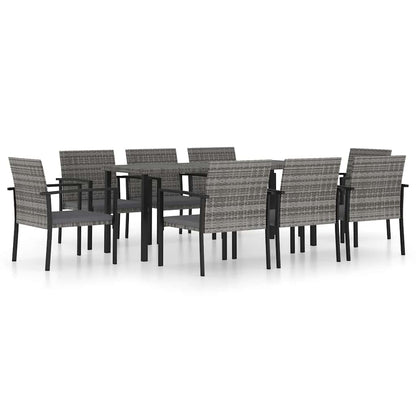 Dining Set Grey Poly rattan Large Durable Dining Set