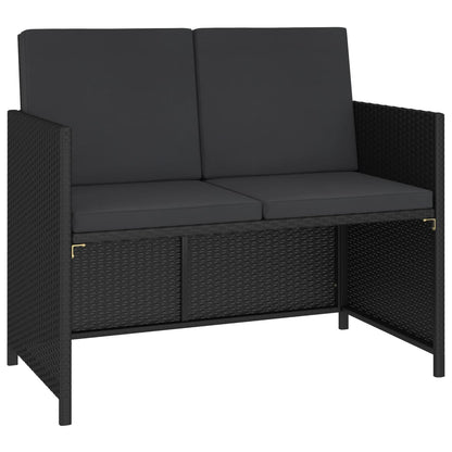 Patio Dining Set Set of 6 Black Poly Rattan 6-Piece Set
