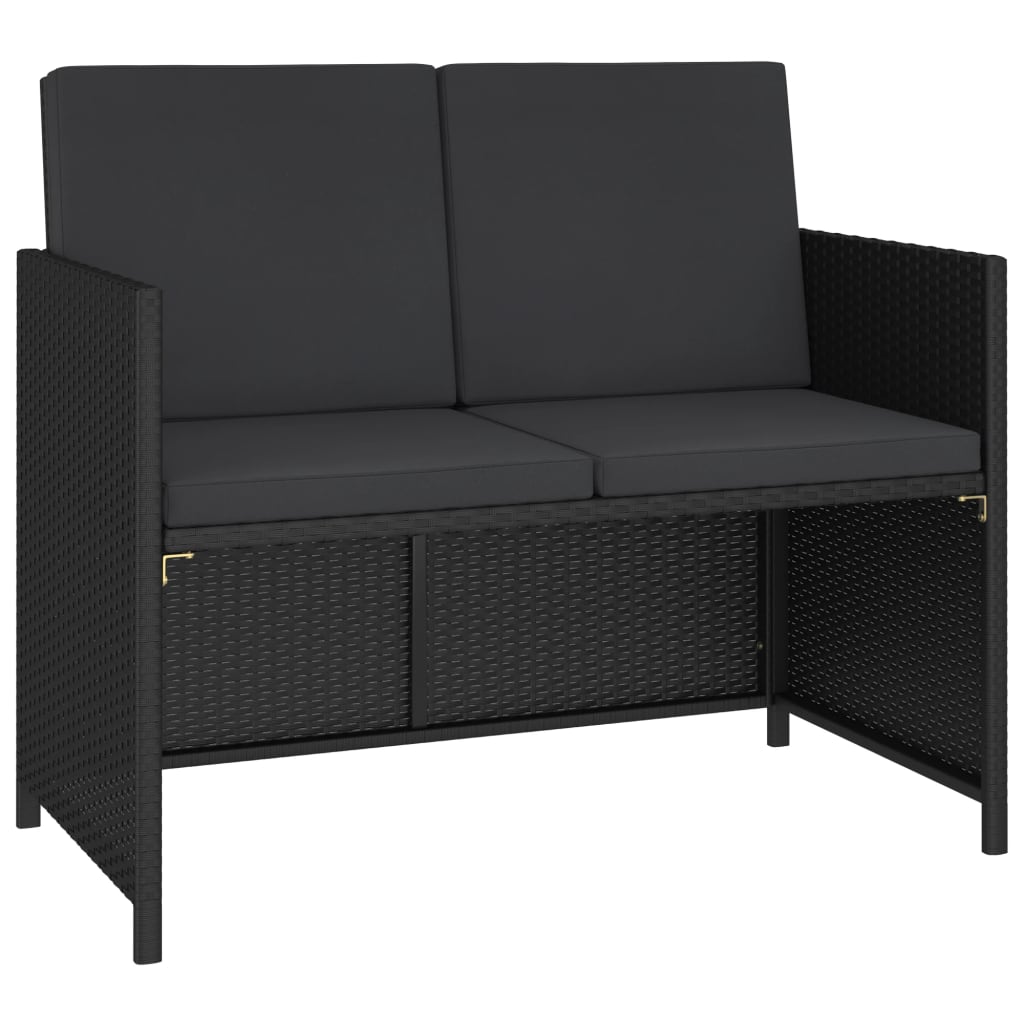 Patio Dining Set Set of 6 Black Poly Rattan 6-Piece Set