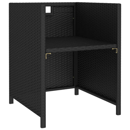 Patio Dining Set Set of 6 Black Poly Rattan 6-Piece Set