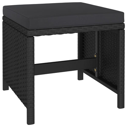 Patio Dining Set Set of 6 Black Poly Rattan 6-Piece Set