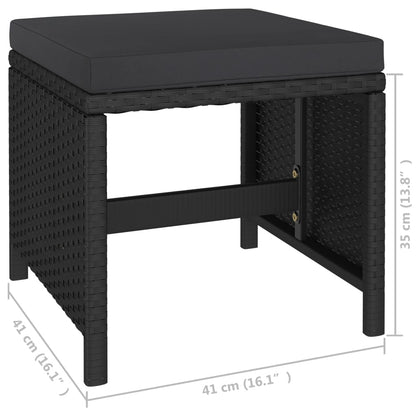 Patio Dining Set Set of 6 Black Poly Rattan 6-Piece Set