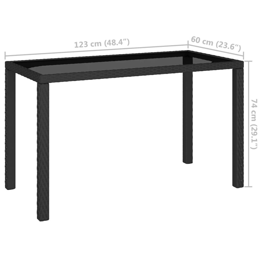 Patio Dining Set Set of 6 Black Poly Rattan 6-Piece Set