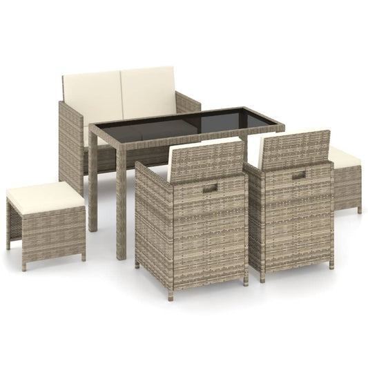 Patio Dining Set Set of 6 Beige, Cream