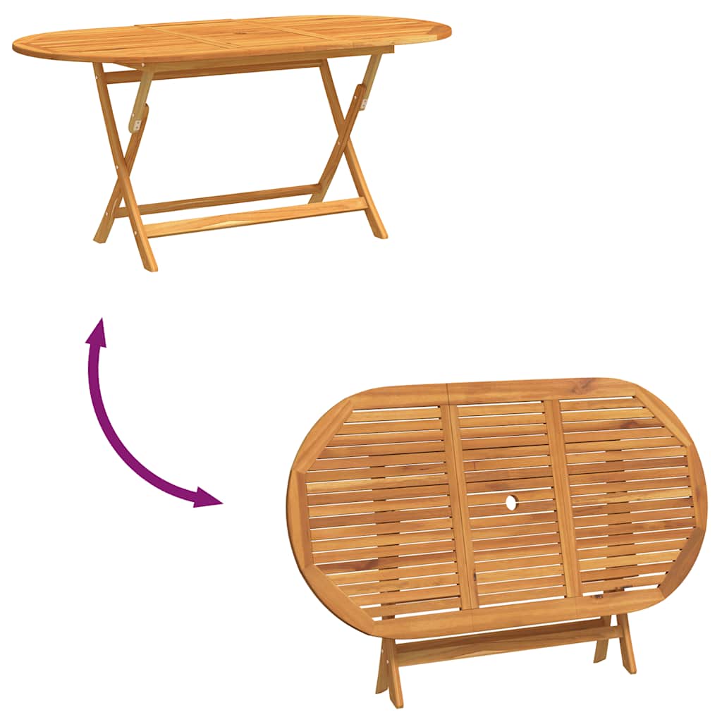 Garden Table Wood Brown Solid eucalyptus wood Medium Foldable