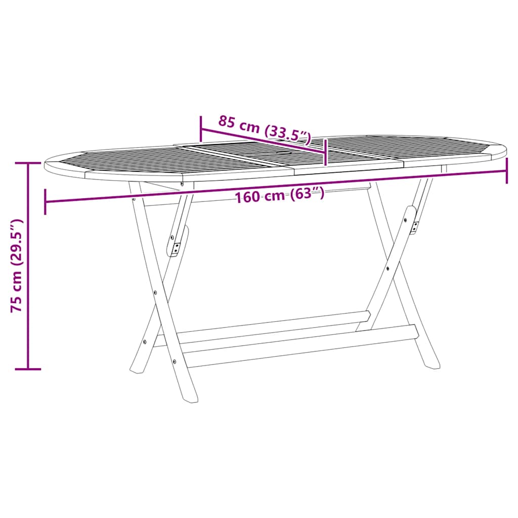 Garden Table Wood Brown Solid eucalyptus wood Medium Foldable