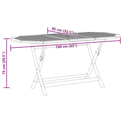 Garden Table Wood Brown Solid eucalyptus wood Medium Foldable