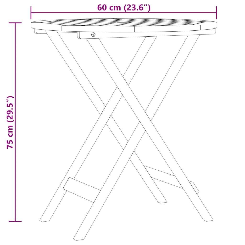 Garden Table Natural Wood Solid eucalyptus wood Small Foldable
