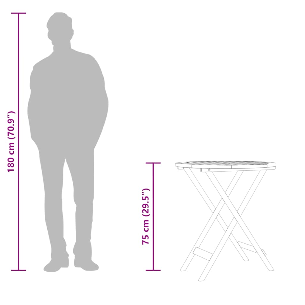 Garden Table Natural Wood Solid eucalyptus wood Small Foldable