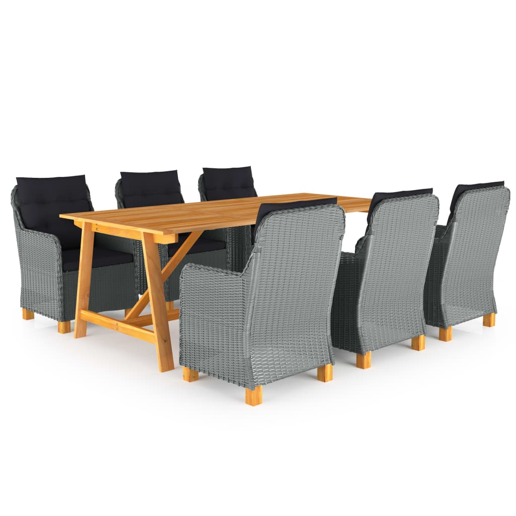 Dining Set Light Grey, Black